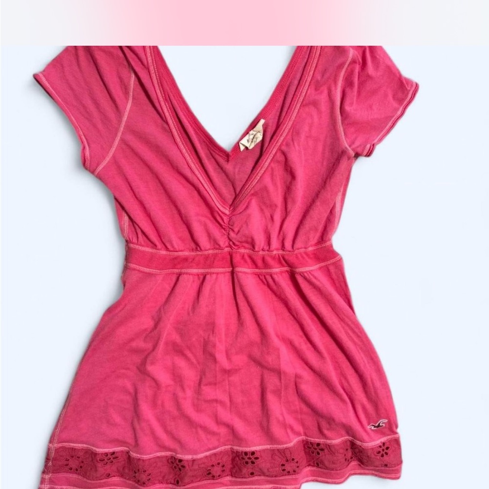Hollister Pink Blouse with Lace Trim